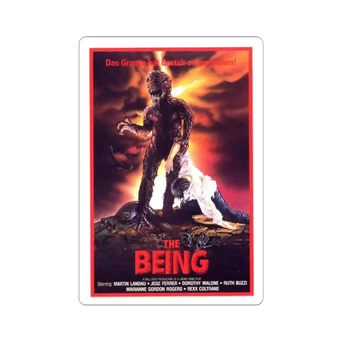 THE BEING (GERMAN) 1983 Movie Poster - STICKER Vinyl Kiss-Cut Decal 2 Inch White - The Sticker Space