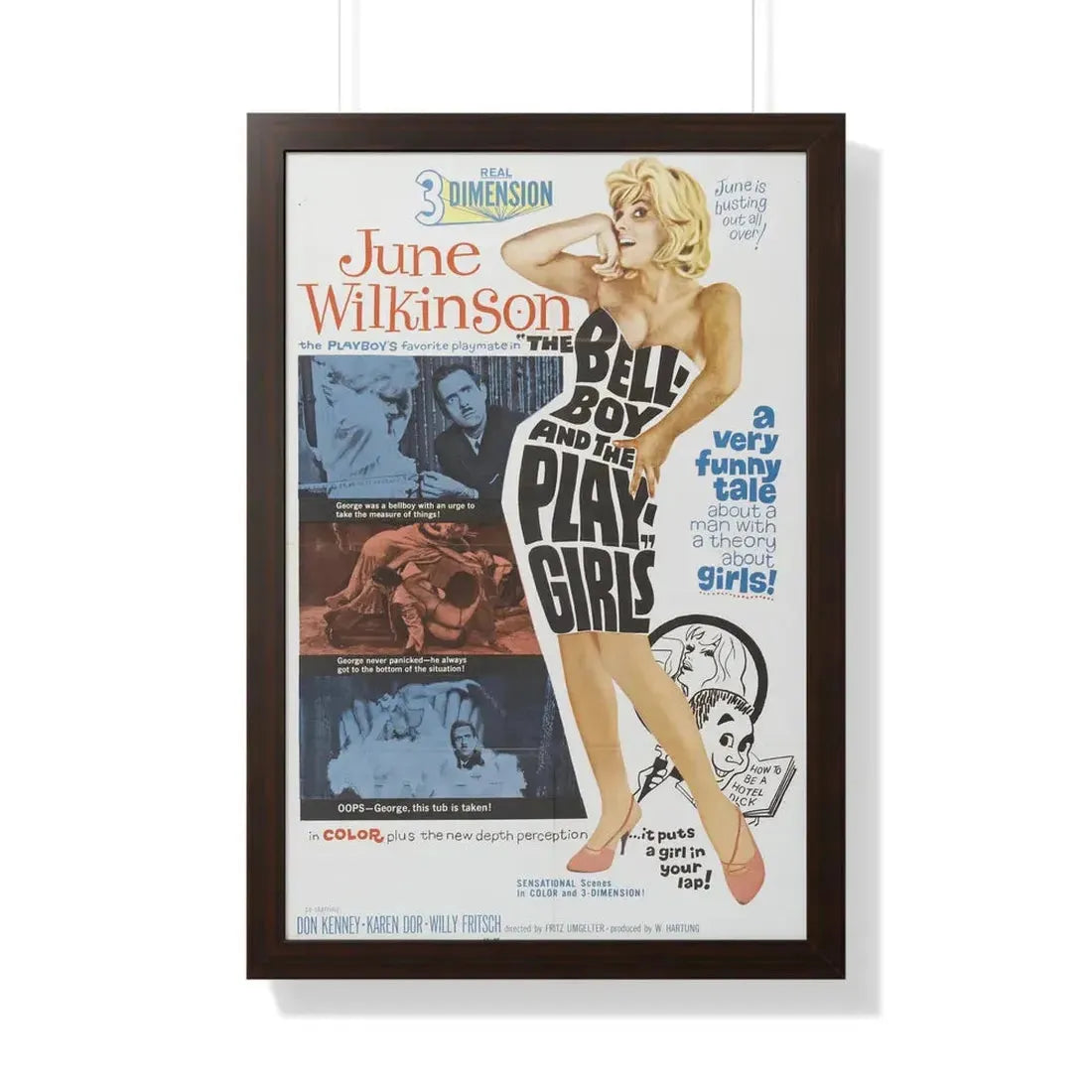 THE BELL-BOY AND THE PLAYGIRLS 1962 - Framed Movie Poster 20" x 30" Walnut - The Sticker Space