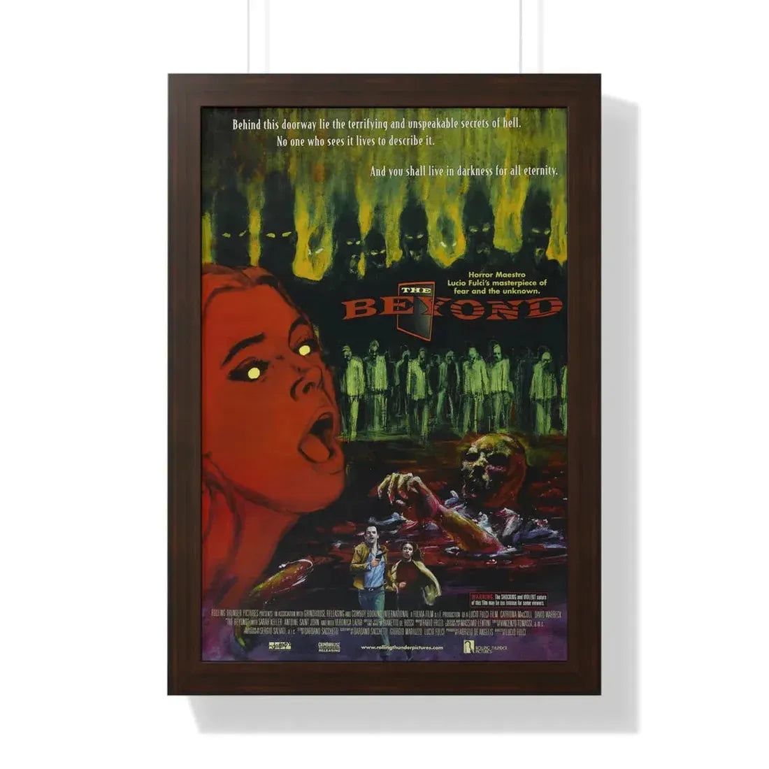 THE BEYOND 1981 - Framed Movie Poster 16″ x 24″ Walnut - The Sticker Space