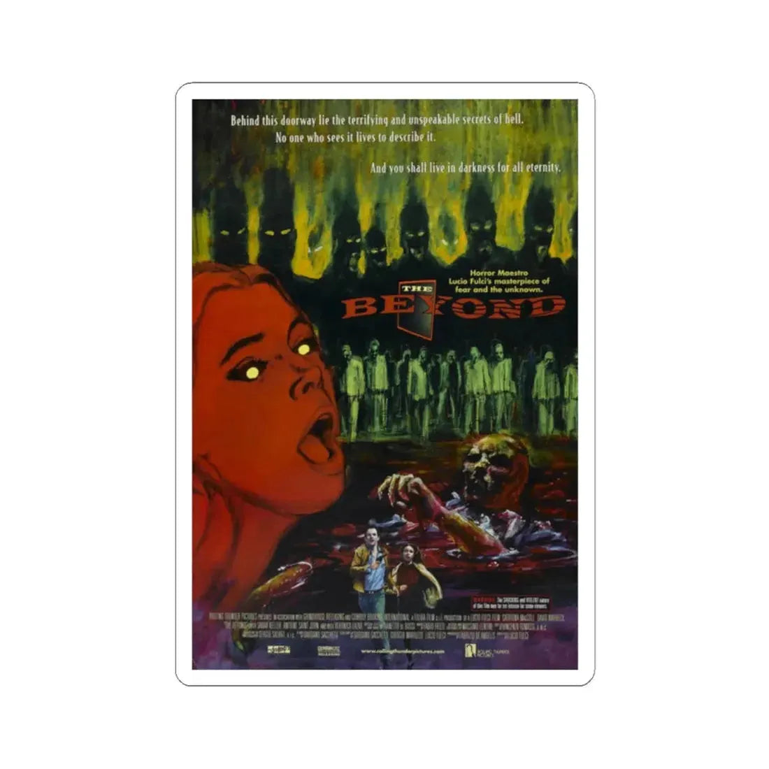 THE BEYOND 1981 Movie Poster - STICKER Vinyl Kiss-Cut Decal 2 Inch White - The Sticker Space