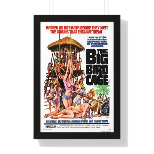 THE BIG BIRD CAGE 1972 - Framed Movie Poster 16″ x 24″ Black - The Sticker Space