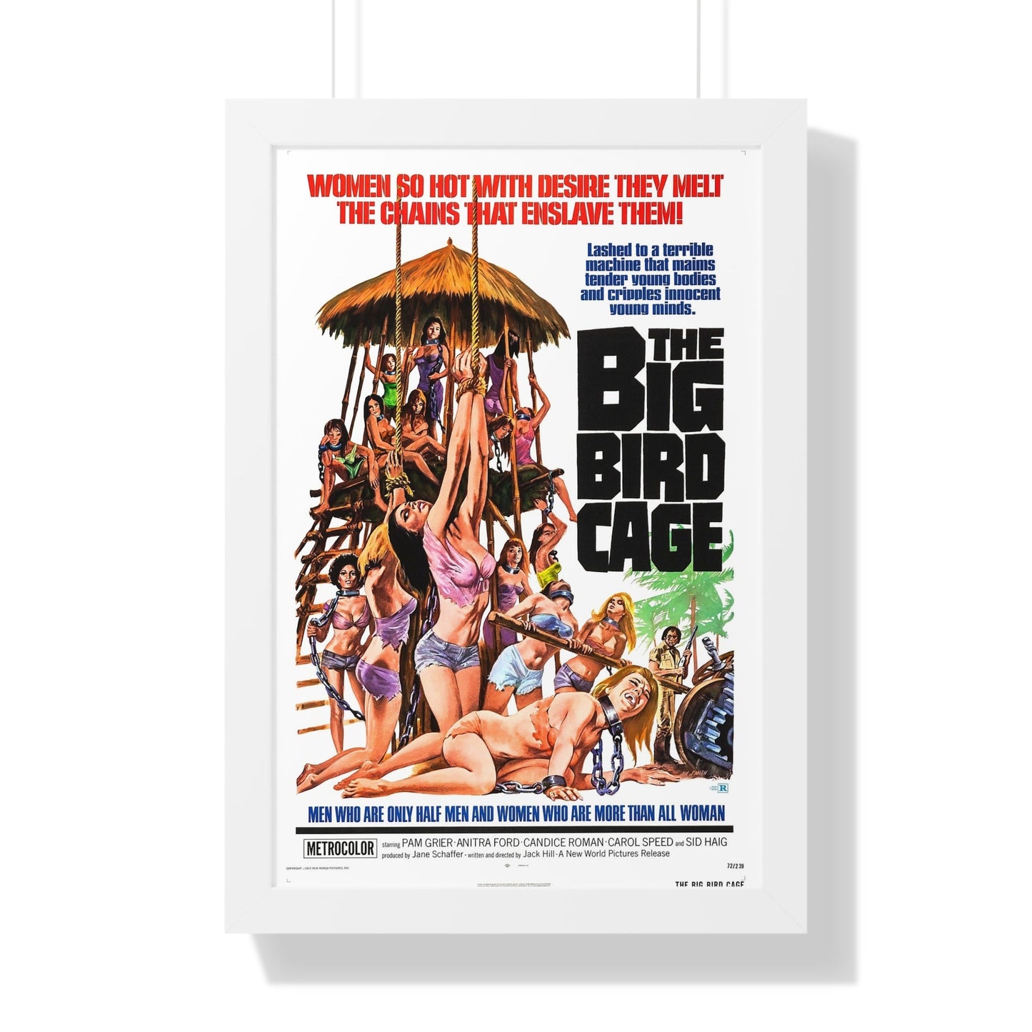 THE BIG BIRD CAGE 1972 - Framed Movie Poster-16″ x 24″-The Sticker Space