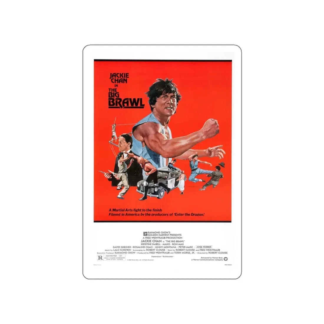 THE BIG BRAWL 1980 Movie Poster STICKER Vinyl Die-Cut Decal 4 Inch - The Sticker Space