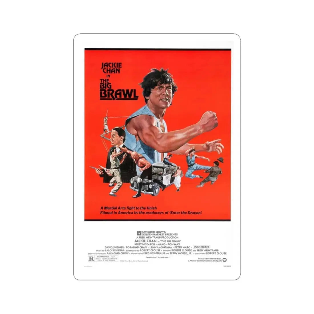 THE BIG BRAWL 1980 Movie Poster - STICKER Vinyl Kiss-Cut Decal 3 Inch White - The Sticker Space