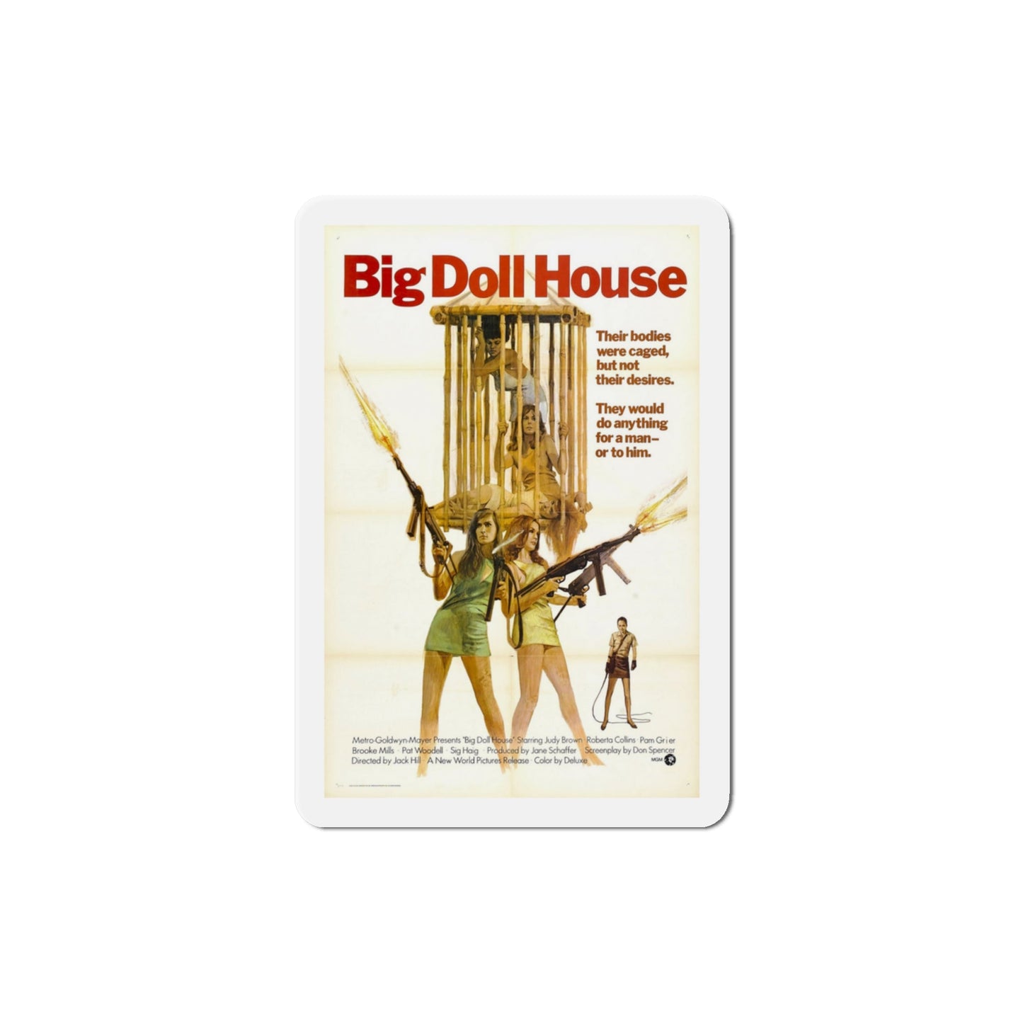 The Big Doll House 1971 Movie Poster Die-Cut Magnet-3" x 3"-The Sticker Space