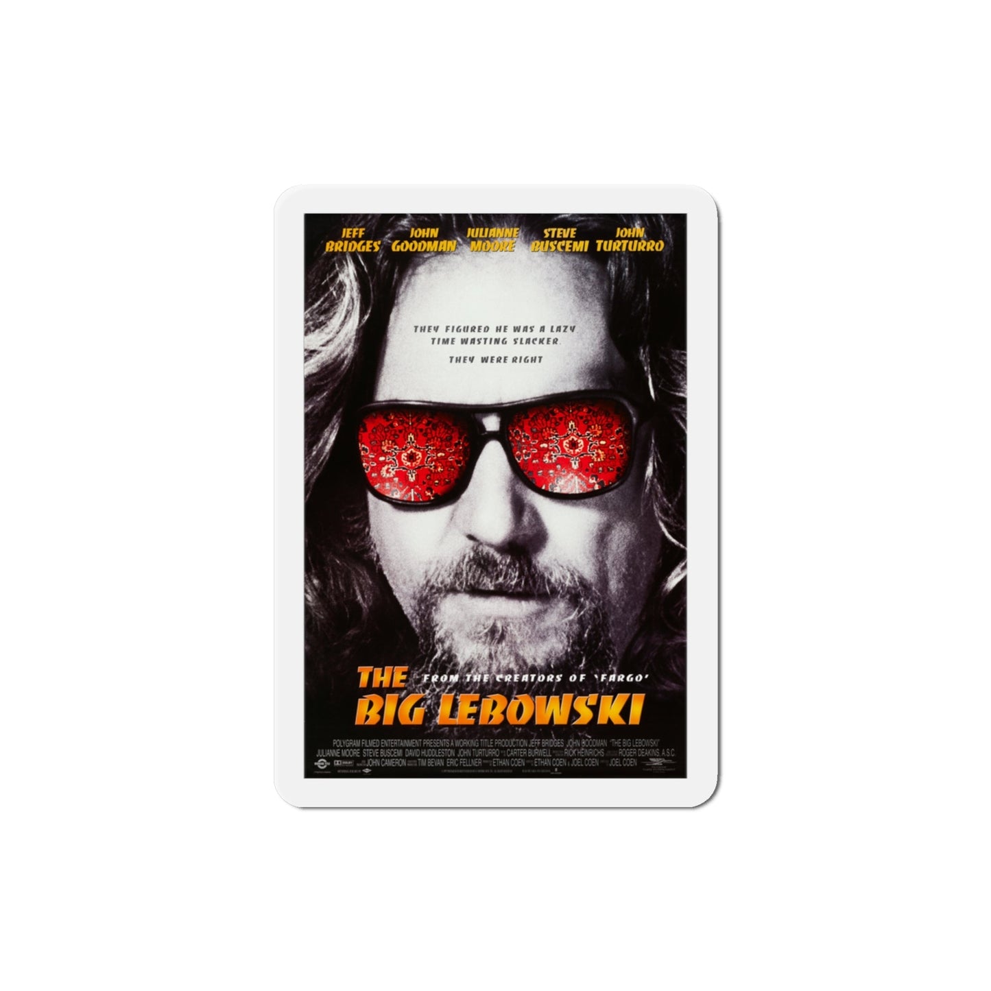 The Big Lebowski 1998 2 Movie Poster Die-Cut Magnet-3" x 3"-The Sticker Space