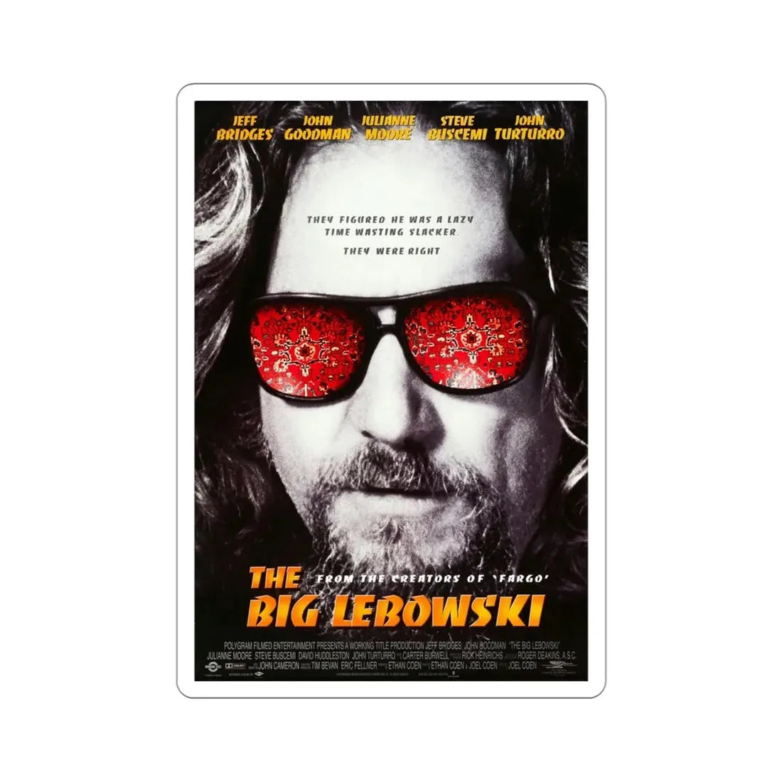 The Big Lebowski 1998 2 Movie Poster STICKER Vinyl Die-Cut Decal 4 Inch - The Sticker Space