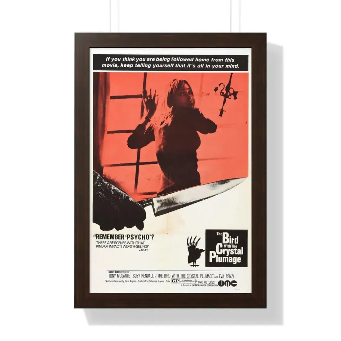 THE BIRD WITH THE CRYSTAL PLUMAGE (2) 1970 - Framed Movie Poster 16″ x 24″ Walnut - The Sticker Space