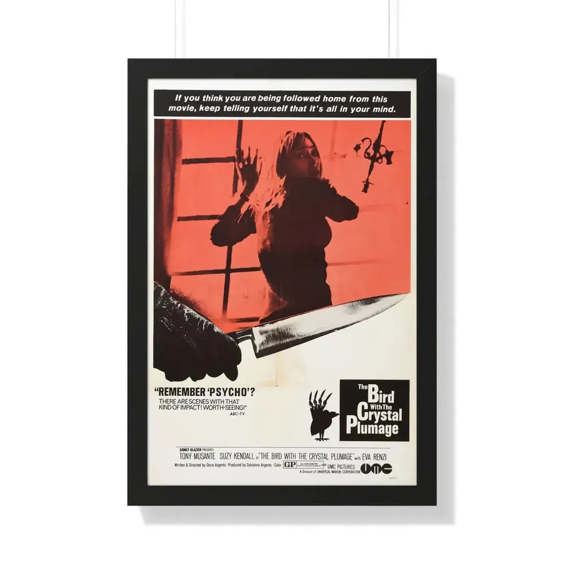 THE BIRD WITH THE CRYSTAL PLUMAGE (2) 1970 - Framed Movie Poster 20" x 30" Black - The Sticker Space