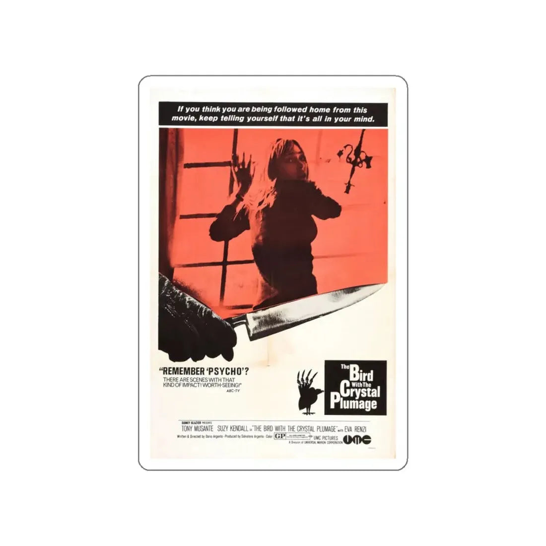 THE BIRD WITH THE CRYSTAL PLUMAGE (2) 1970 Movie Poster STICKER Vinyl Die-Cut Decal 5 Inch - The Sticker Space