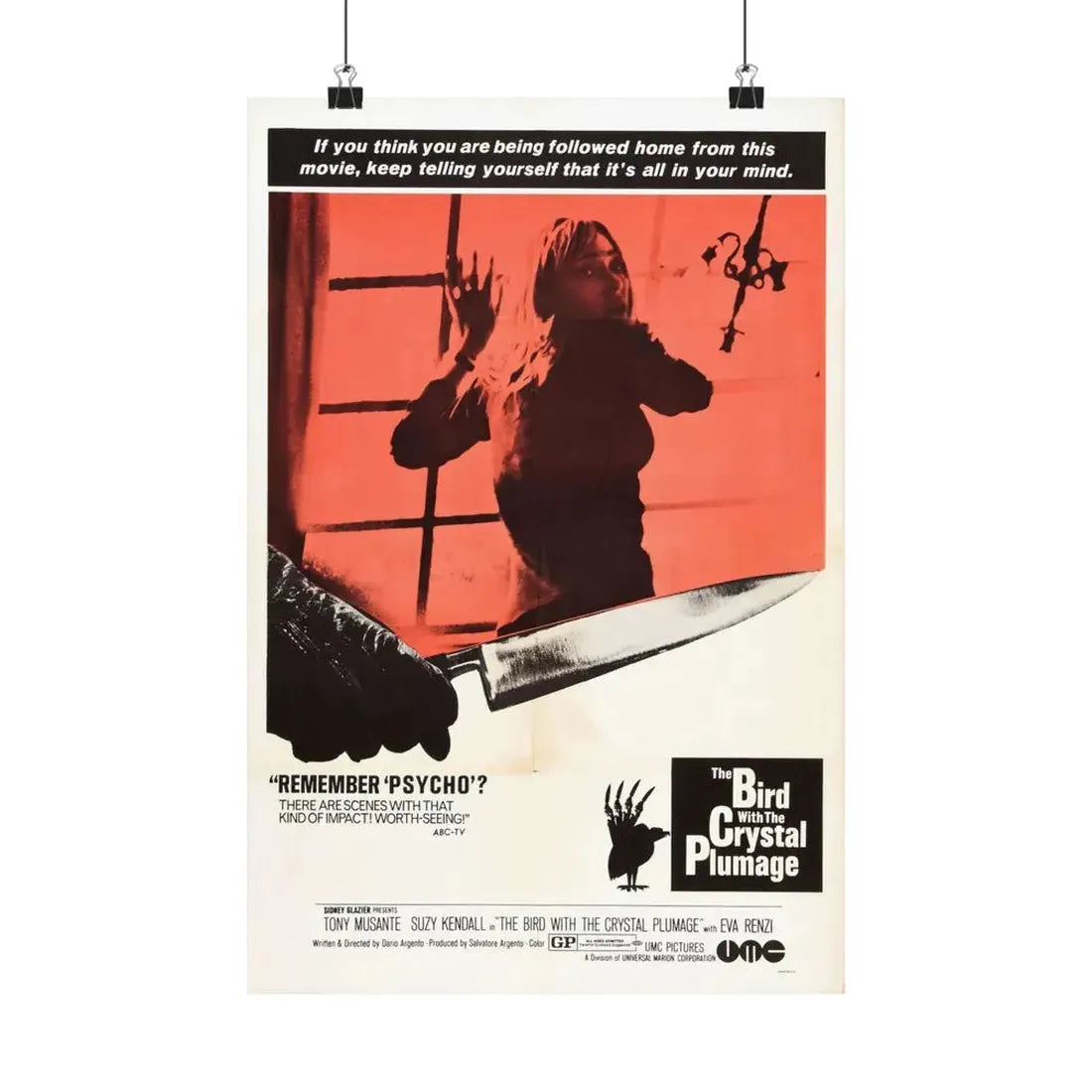 THE BIRD WITH THE CRYSTAL PLUMAGE (2) 1970 - Paper Movie Poster 12″ x 18″ Matte - The Sticker Space