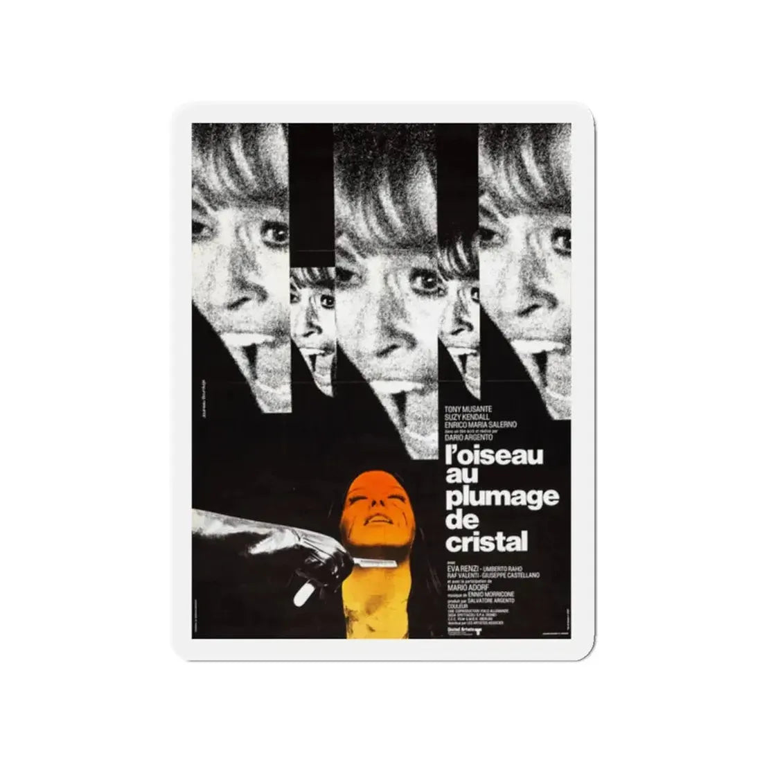 THE BIRD WITH THE CRYSTAL PLUMAGE (FRENCH) 1970 Movie Poster - Refrigerator Magnet 2 Inch Die-Cut - The Sticker Space