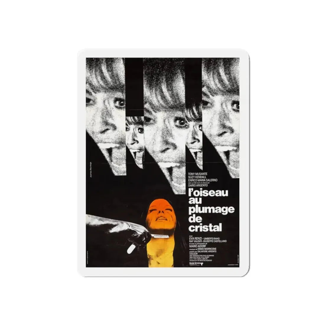 THE BIRD WITH THE CRYSTAL PLUMAGE (FRENCH) 1970 Movie Poster - Refrigerator Magnet 3 Inch Die-Cut - The Sticker Space