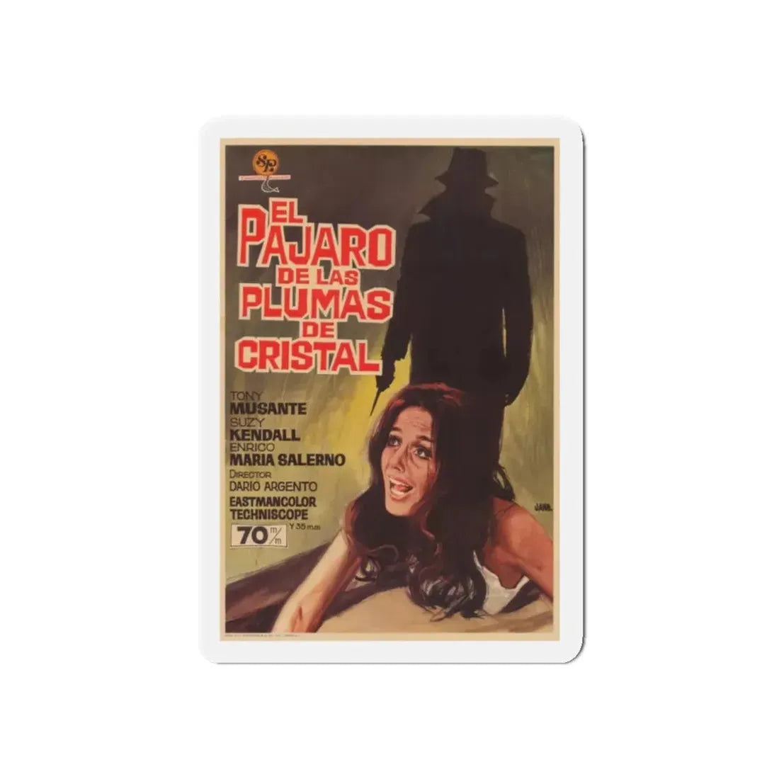 THE BIRD WITH THE CRYSTAL PLUMAGE (SPANISH) 1970 Movie Poster - Refrigerator Magnet 3 Inch Die-Cut - The Sticker Space