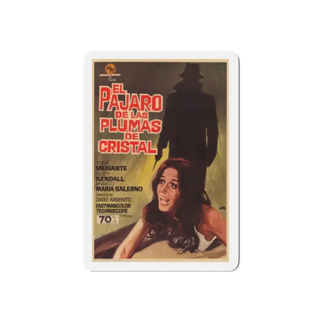THE BIRD WITH THE CRYSTAL PLUMAGE (SPANISH) 1970 Movie Poster - Refrigerator Magnet 4 Inch Die-Cut - The Sticker Space