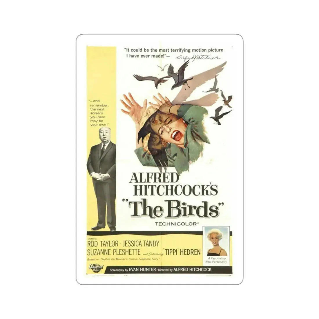 The Birds 1963 Movie Poster STICKER Vinyl Die-Cut Decal 3 Inch - The Sticker Space