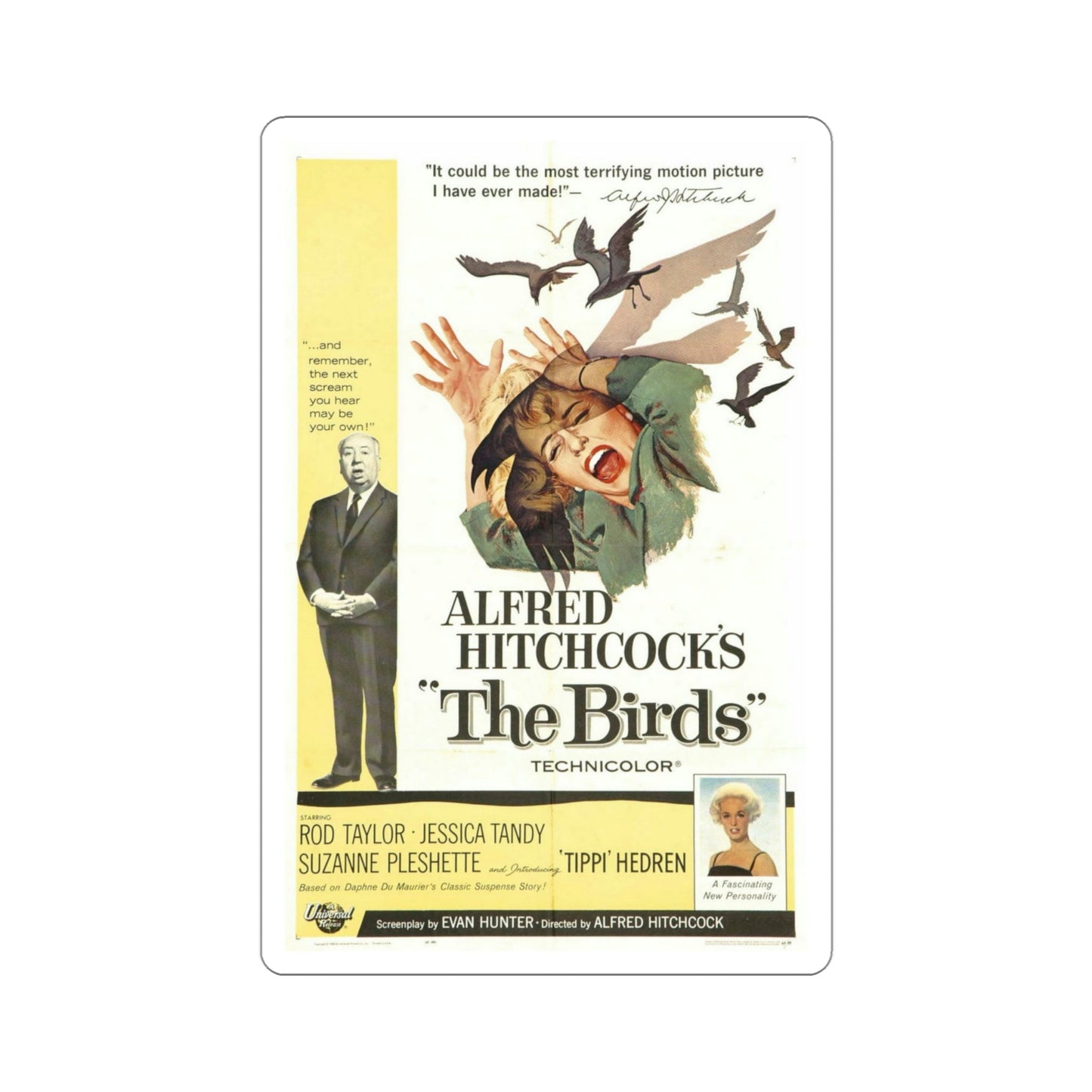 The Birds 1963 Movie Poster STICKER Vinyl Die-Cut Decal-4 Inch-The Sticker Space