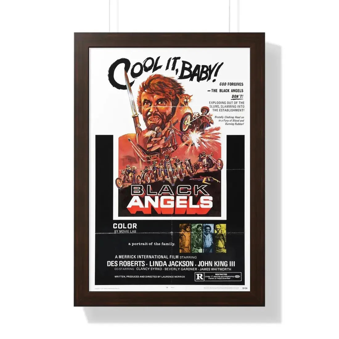 THE BLACK ANGELS 1970 - Framed Movie Poster 16″ x 24″ Walnut - The Sticker Space