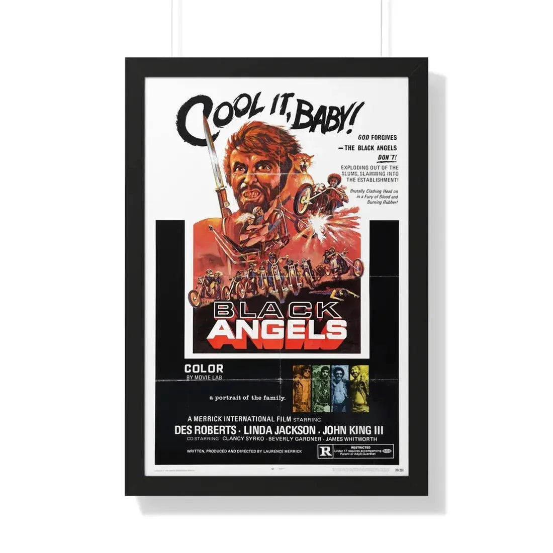 THE BLACK ANGELS 1970 - Framed Movie Poster 20" x 30" Black - The Sticker Space
