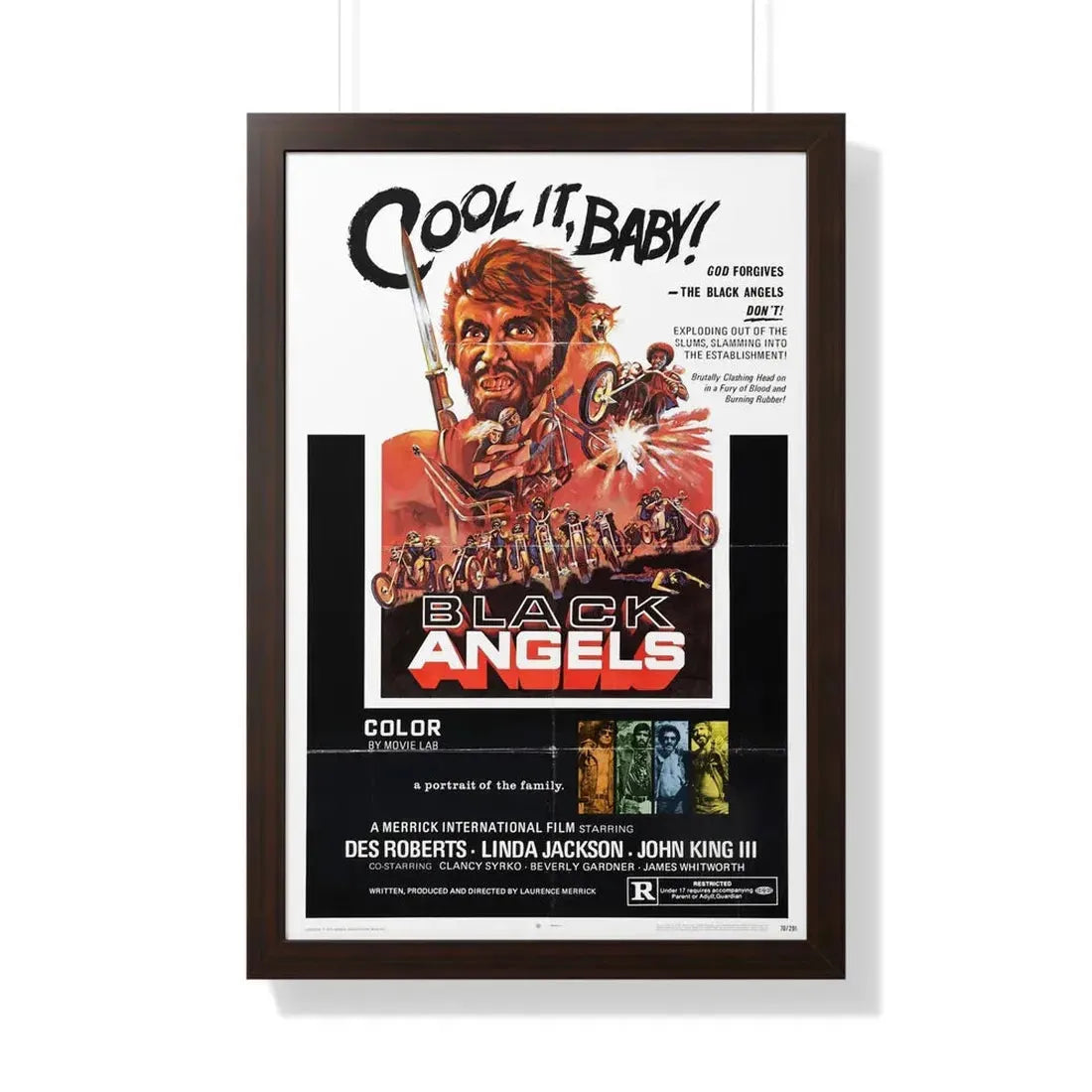 THE BLACK ANGELS 1970 - Framed Movie Poster 20" x 30" Walnut - The Sticker Space