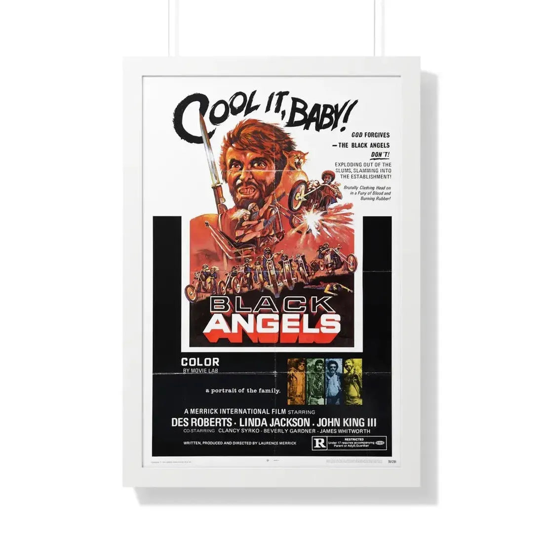 THE BLACK ANGELS 1970 - Framed Movie Poster 20" x 30" White - The Sticker Space