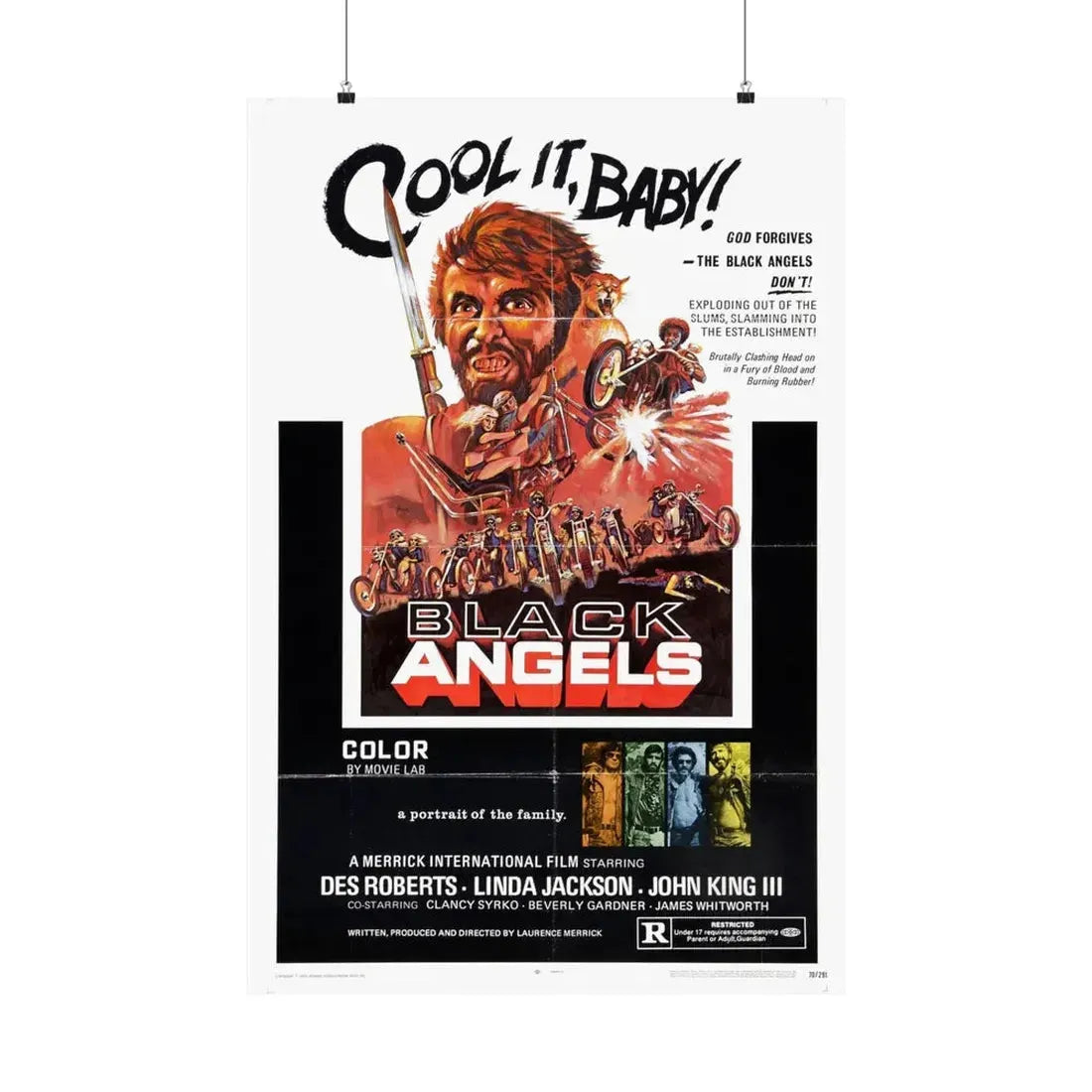 THE BLACK ANGELS 1970 - Paper Movie Poster 24″ x 36″ Matte - The Sticker Space