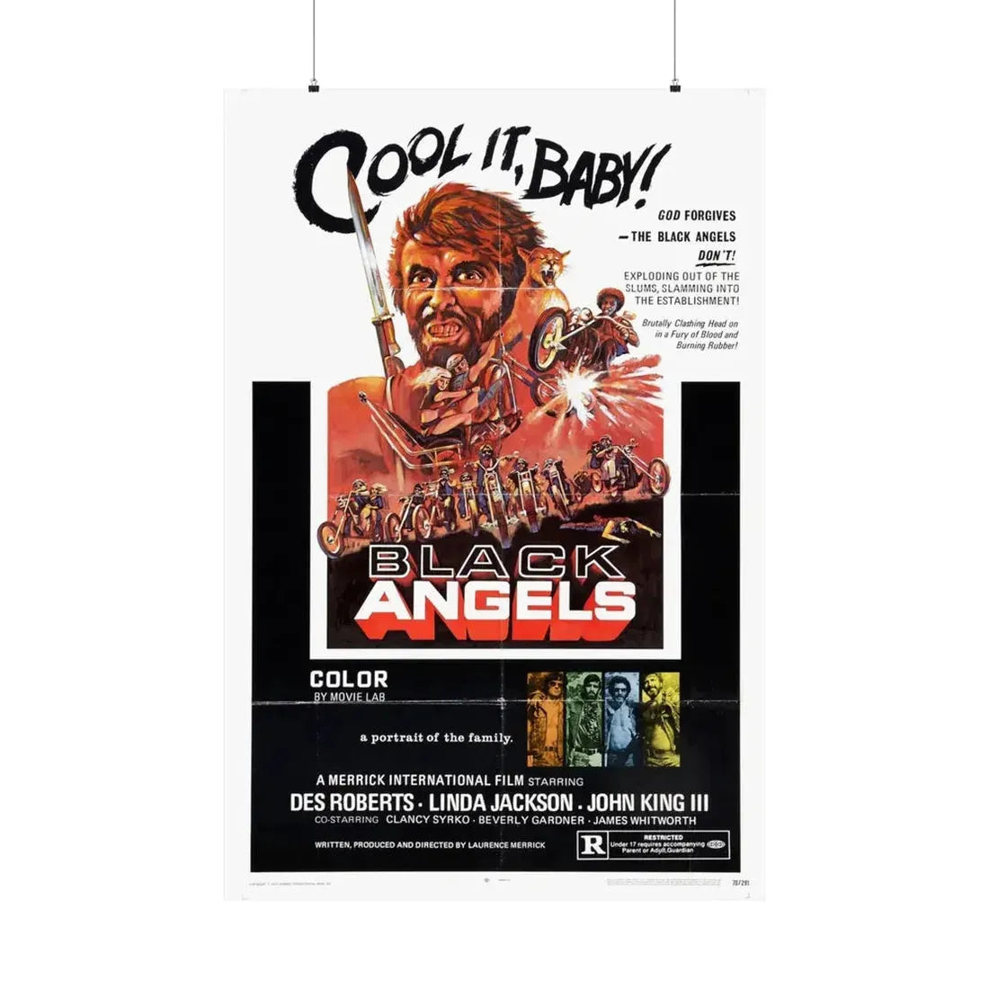 THE BLACK ANGELS 1970 - Paper Movie Poster 36" x 54" Matte - The Sticker Space