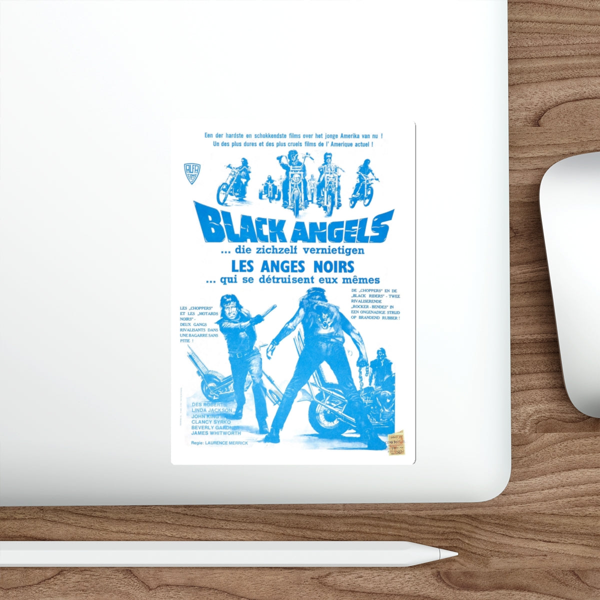 THE BLACK ANGELS (BELGIAN) 1970 Movie Poster STICKER Vinyl Die-Cut Decal-The Sticker Space