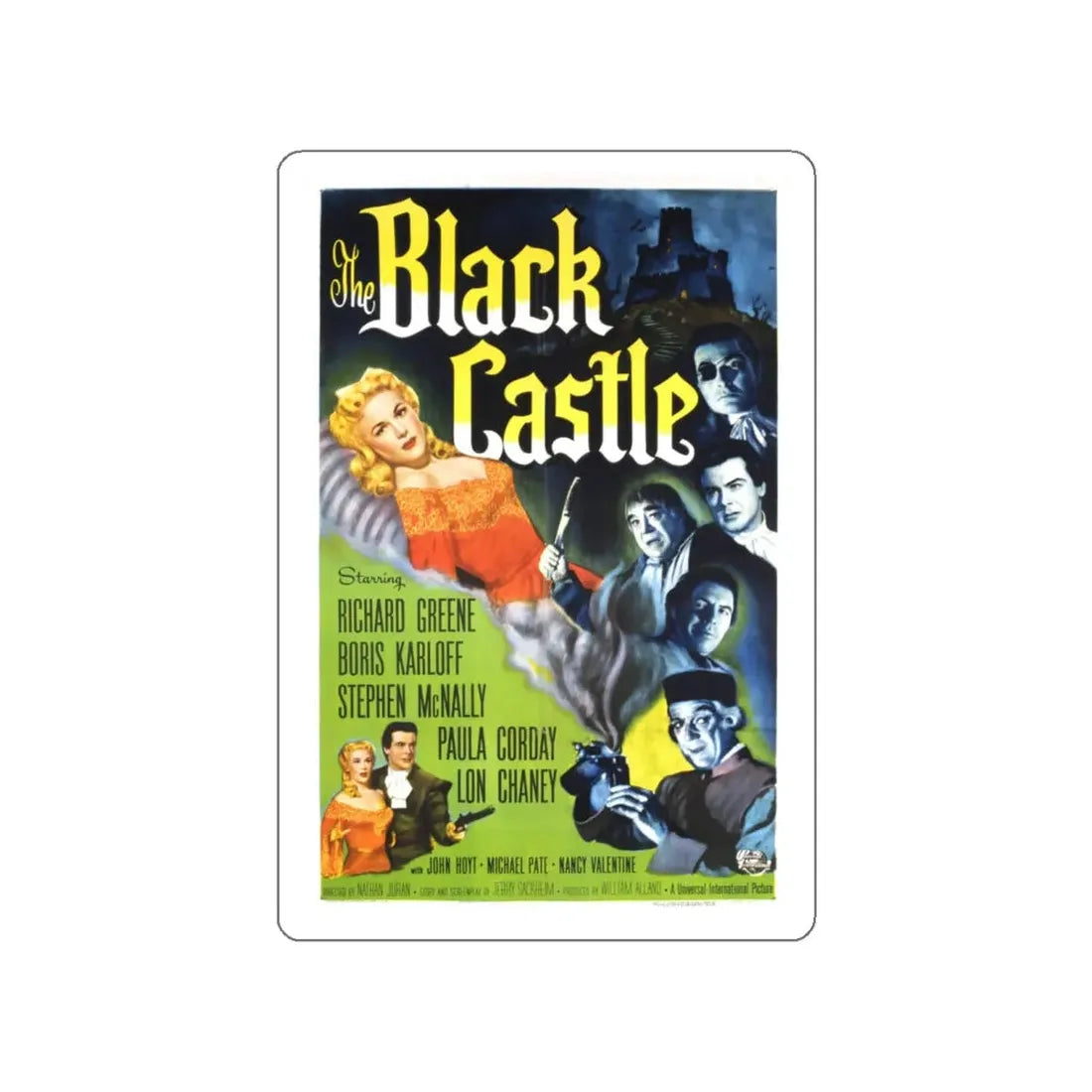 THE BLACK CASTLE 1952 Movie Poster STICKER Vinyl Die-Cut Decal 6 Inch - The Sticker Space