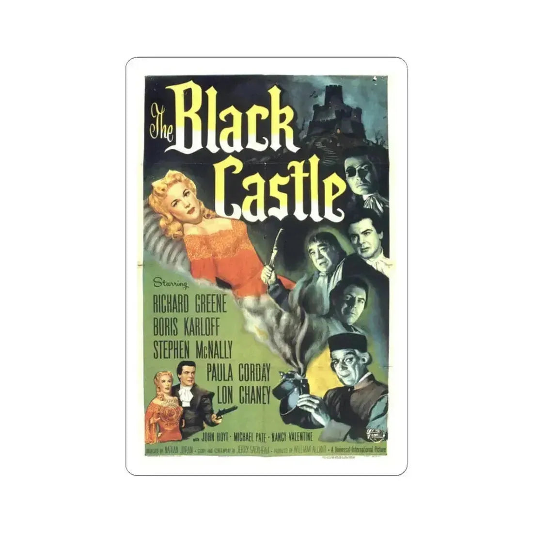 The Black Castle 1952 Movie Poster - STICKER Vinyl Kiss-Cut Decal 3 Inch White - The Sticker Space
