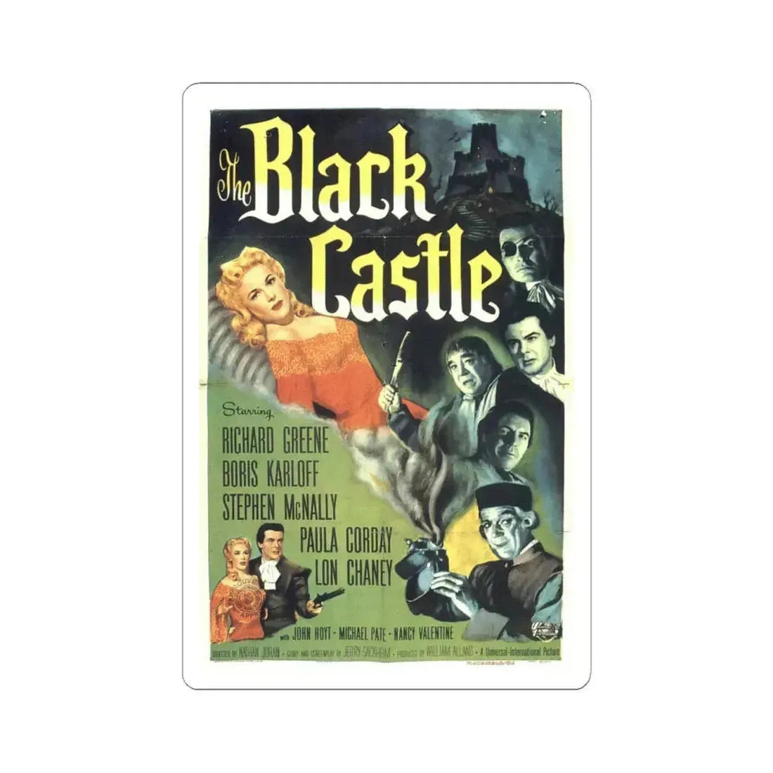 The Black Castle 1952 Movie Poster - STICKER Vinyl Kiss-Cut Decal 4 Inch White - The Sticker Space