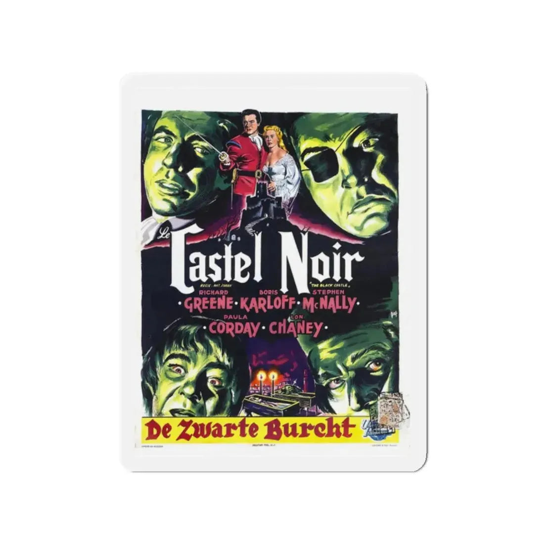 THE BLACK CASTLE (BELGIAN) 1952 Movie Poster - Refrigerator Magnet 2 Inch Die-Cut - The Sticker Space
