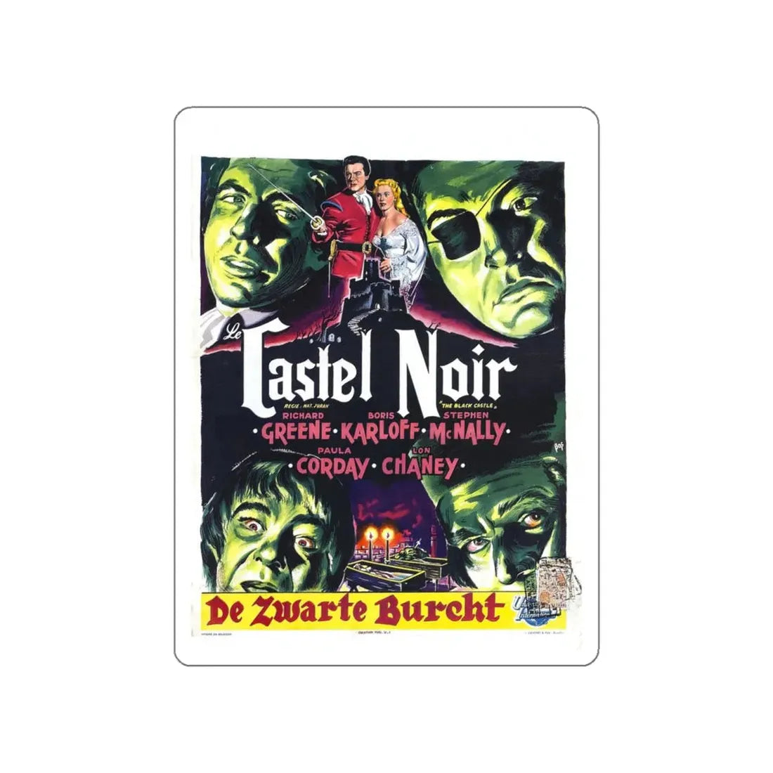 THE BLACK CASTLE (BELGIAN) 1952 Movie Poster STICKER Vinyl Die-Cut Decal 4 Inch - The Sticker Space