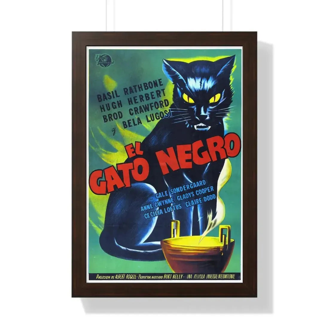 THE BLACK CAT 1941 - Framed Movie Poster 16″ x 24″ Walnut - The Sticker Space