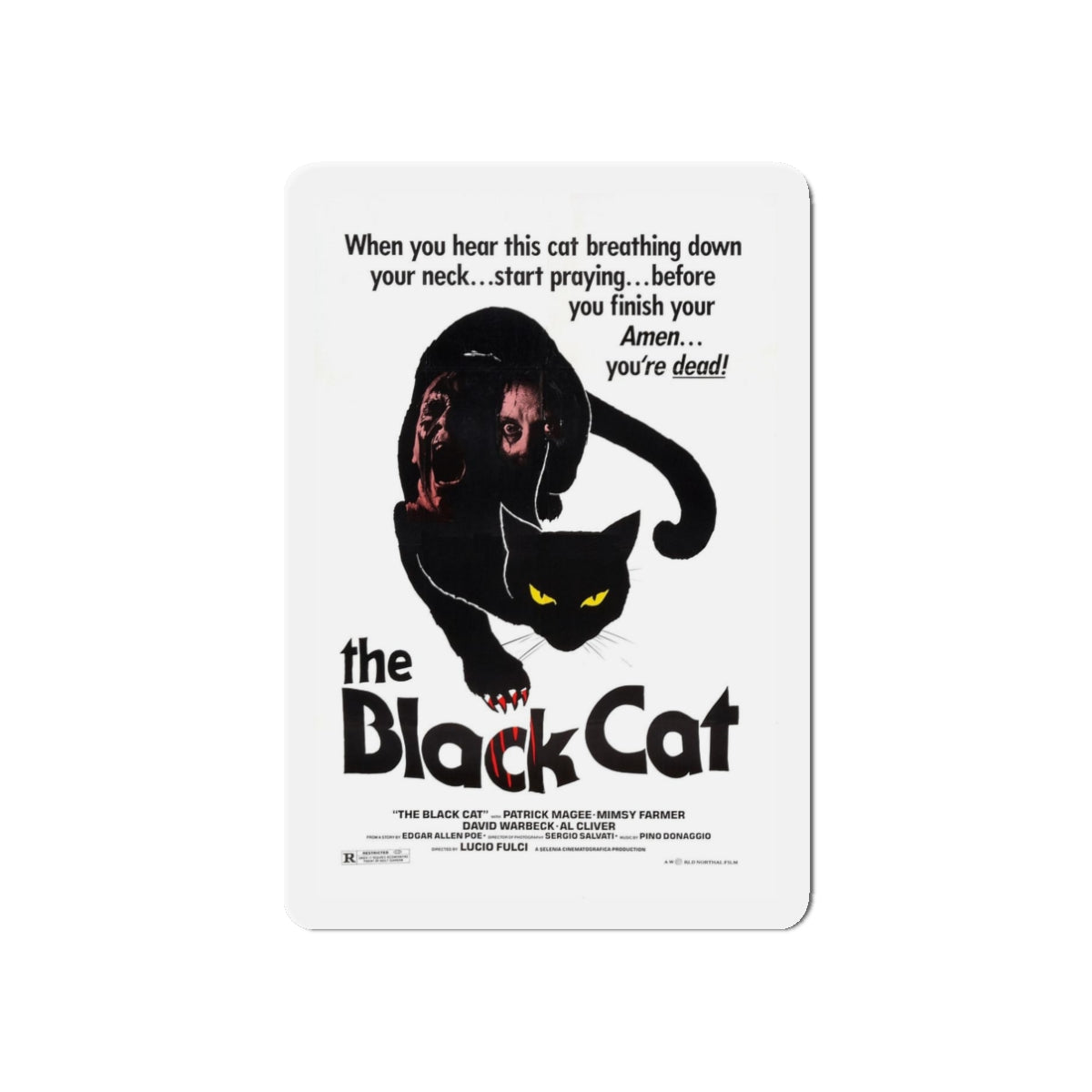 THE BLACK CAT 1981 Movie Poster - Refrigerator Magnet-3" x 3"-The Sticker Space