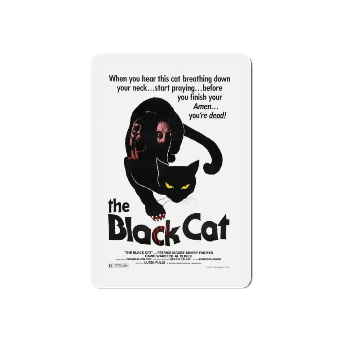 THE BLACK CAT 1981 Movie Poster - Refrigerator Magnet 4 Inch Die-Cut - The Sticker Space