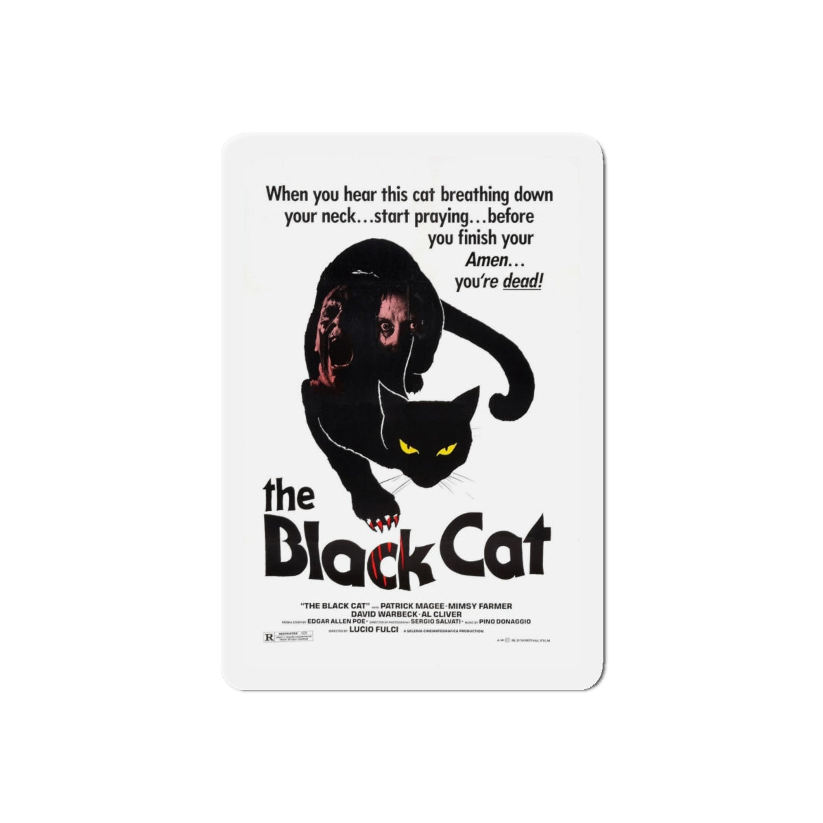 THE BLACK CAT 1981 Movie Poster - Refrigerator Magnet-5" x 5"-The Sticker Space