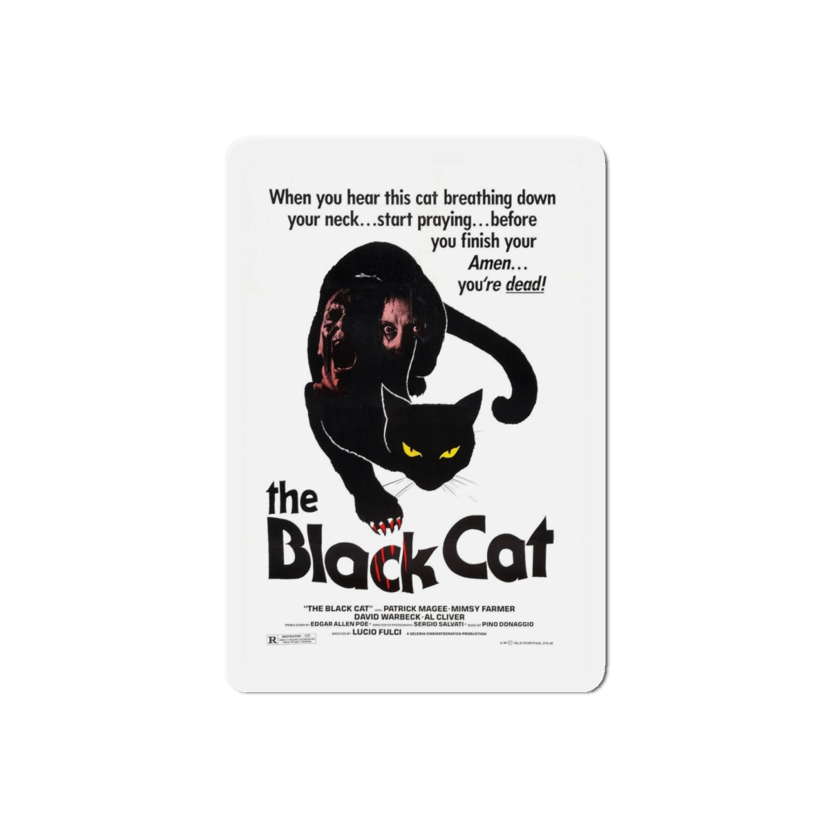 THE BLACK CAT 1981 Movie Poster - Refrigerator Magnet-6" × 6"-The Sticker Space