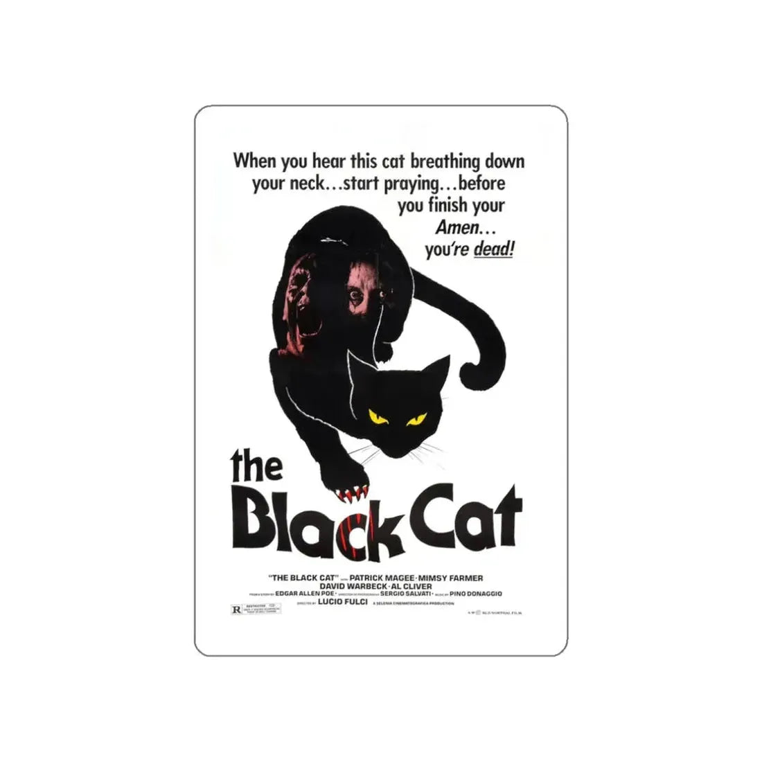 THE BLACK CAT 1981 Movie Poster STICKER Vinyl Die-Cut Decal 3 Inch - The Sticker Space