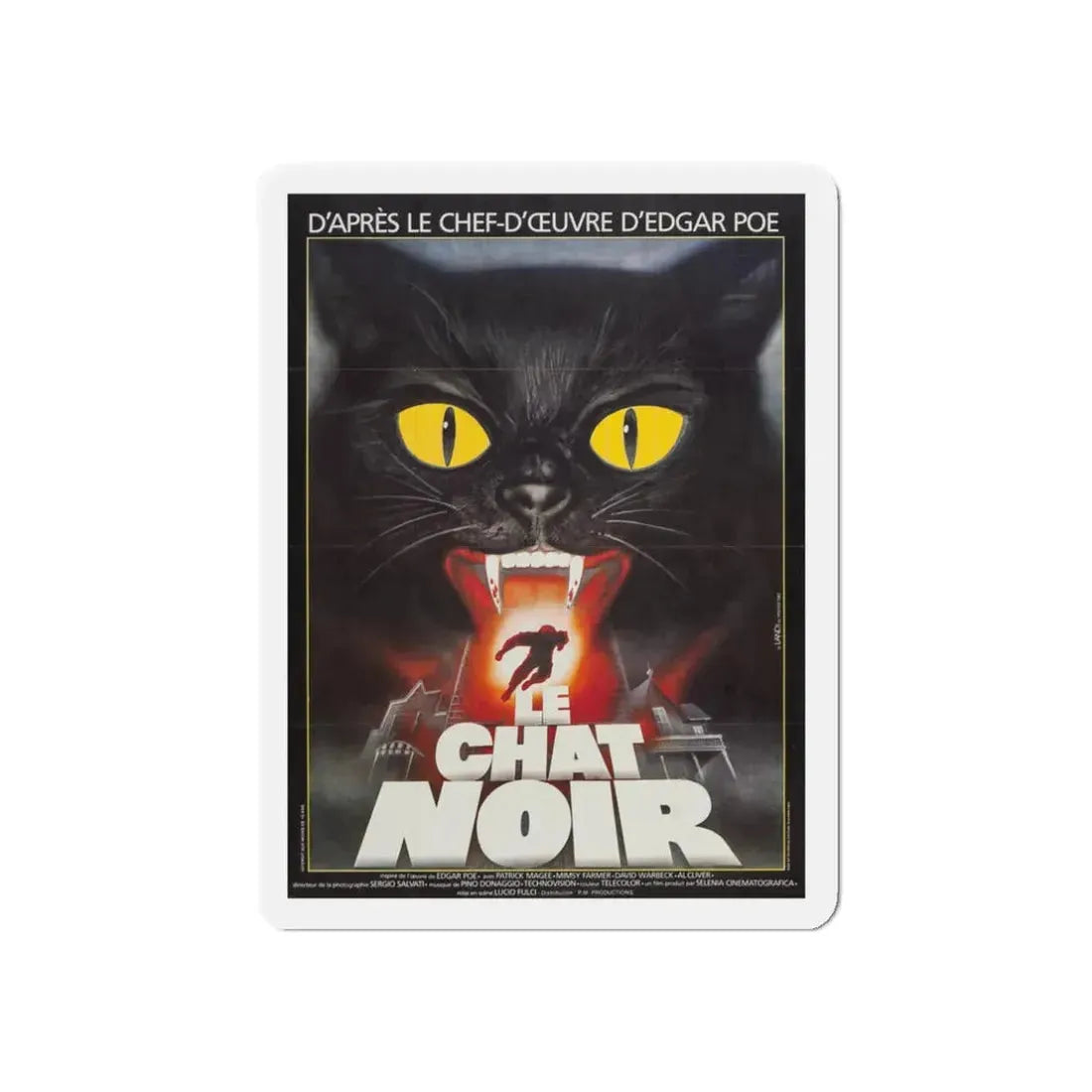 THE BLACK CAT (FRENCH) 1981 Movie Poster - Refrigerator Magnet 3 Inch Die-Cut - The Sticker Space