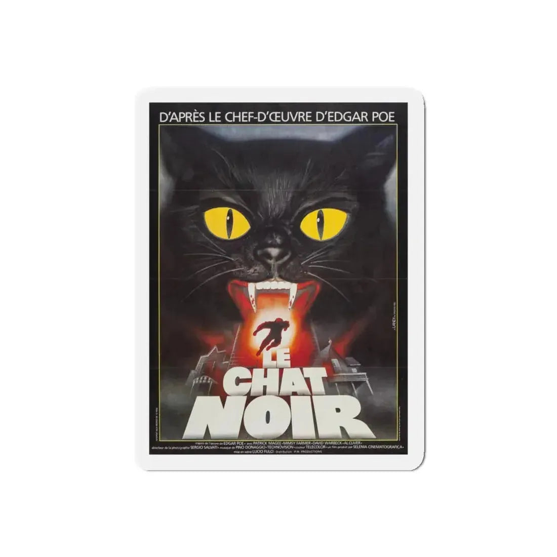 THE BLACK CAT (FRENCH) 1981 Movie Poster - Refrigerator Magnet 4 Inch Die-Cut - The Sticker Space