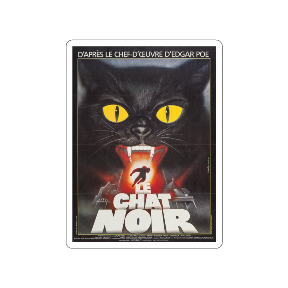 THE BLACK CAT (FRENCH) 1981 Movie Poster STICKER Vinyl Die-Cut Decal-White-The Sticker Space