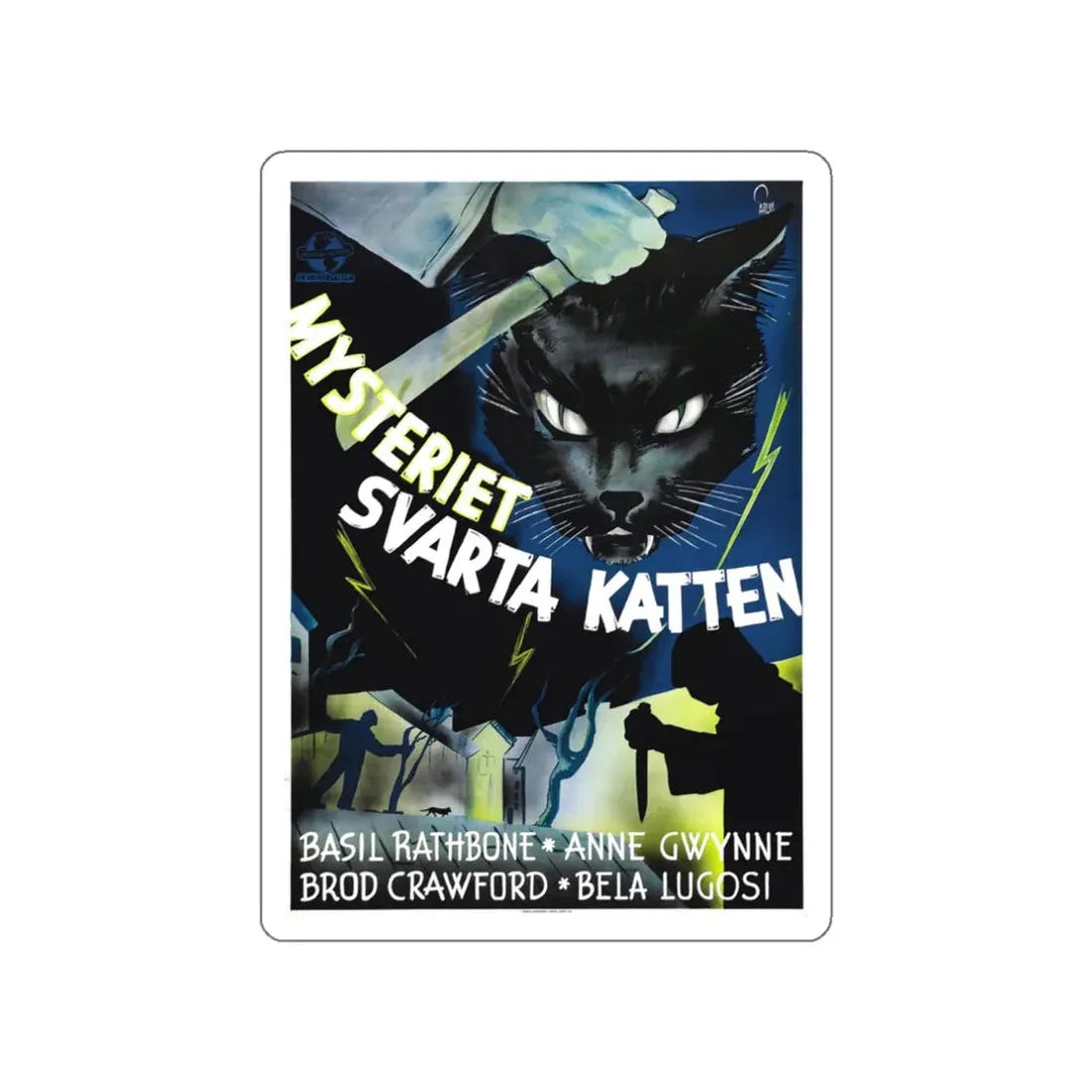 THE BLACK CAT (SWEDEN) 1941 Movie Poster STICKER Vinyl Die-Cut Decal 3 Inch - The Sticker Space