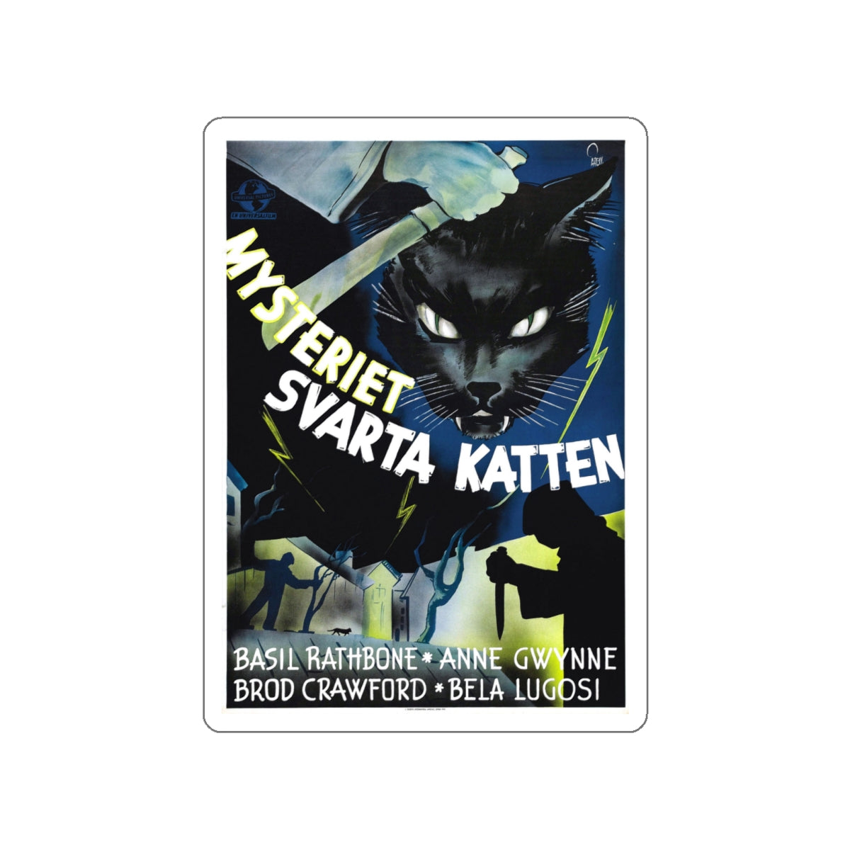 THE BLACK CAT (SWEDEN) 1941 Movie Poster STICKER Vinyl Die-Cut Decal-White-The Sticker Space