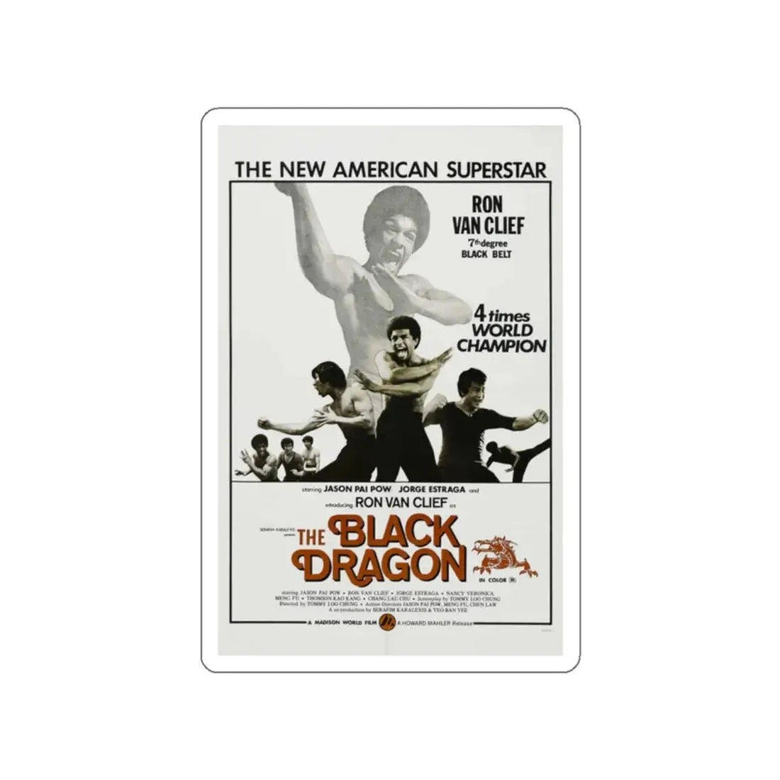 THE BLACK DRAGON 1974 Movie Poster STICKER Vinyl Die-Cut Decal 2 Inch - The Sticker Space