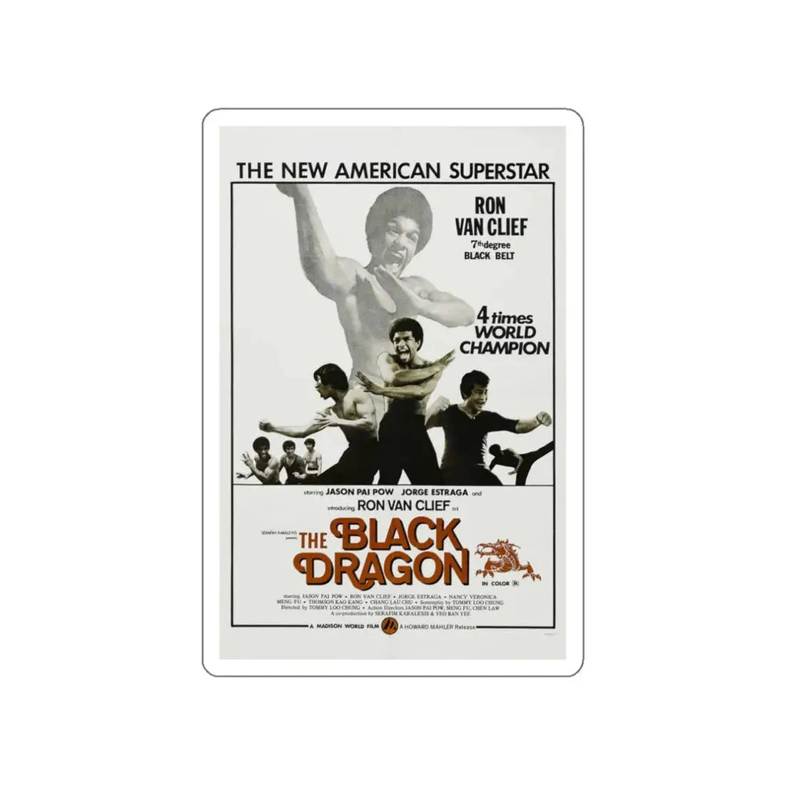 THE BLACK DRAGON 1974 Movie Poster STICKER Vinyl Die-Cut Decal 3 Inch - The Sticker Space