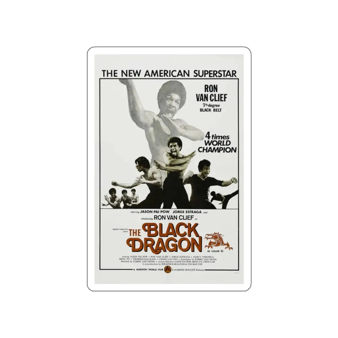 THE BLACK DRAGON 1974 Movie Poster STICKER Vinyl Die-Cut Decal 4 Inch - The Sticker Space