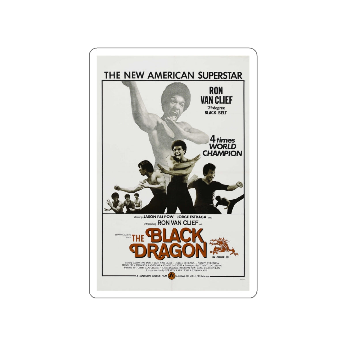 THE BLACK DRAGON 1974 Movie Poster STICKER Vinyl Die-Cut Decal-White-The Sticker Space