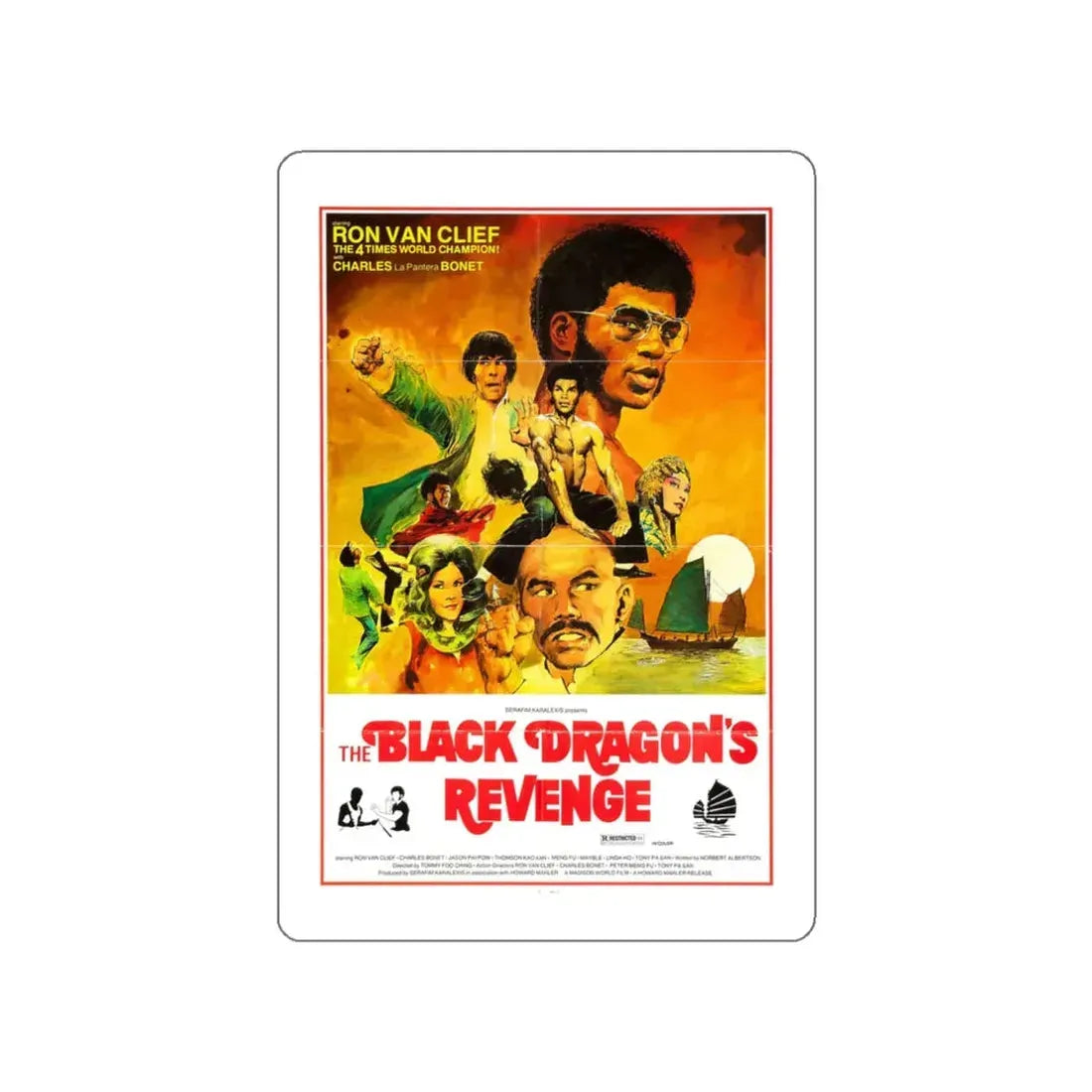 THE BLACK DRAGON'S REVENGE 1975 Movie Poster STICKER Vinyl Die-Cut Decal 3 Inch - The Sticker Space