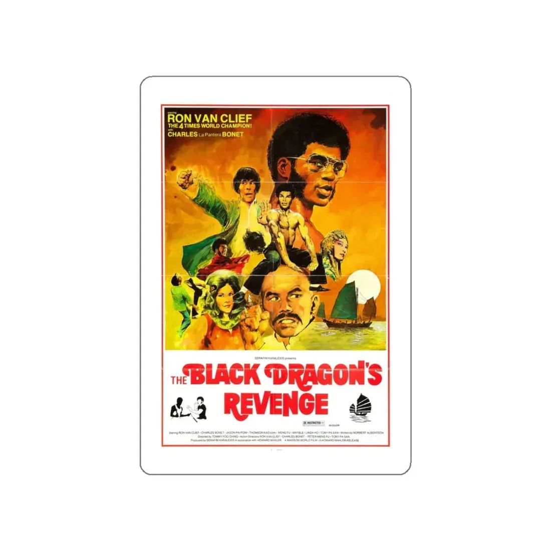 THE BLACK DRAGON'S REVENGE 1975 Movie Poster STICKER Vinyl Die-Cut Decal 4 Inch - The Sticker Space